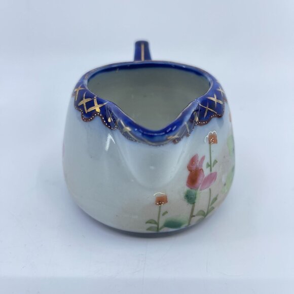 vintage nippon creamer and lidded sugar hand painted floral design gold decorati - Picture 11 of 16